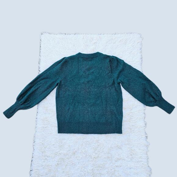 Green Metallic Sweater Sparkle Knit XO Heart LC Lauren Conrad Size M Medium NWT - Picture 9 of 10